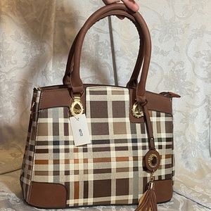 COPY - New Never Worn - Plaid Satchel W/ Brown Trim